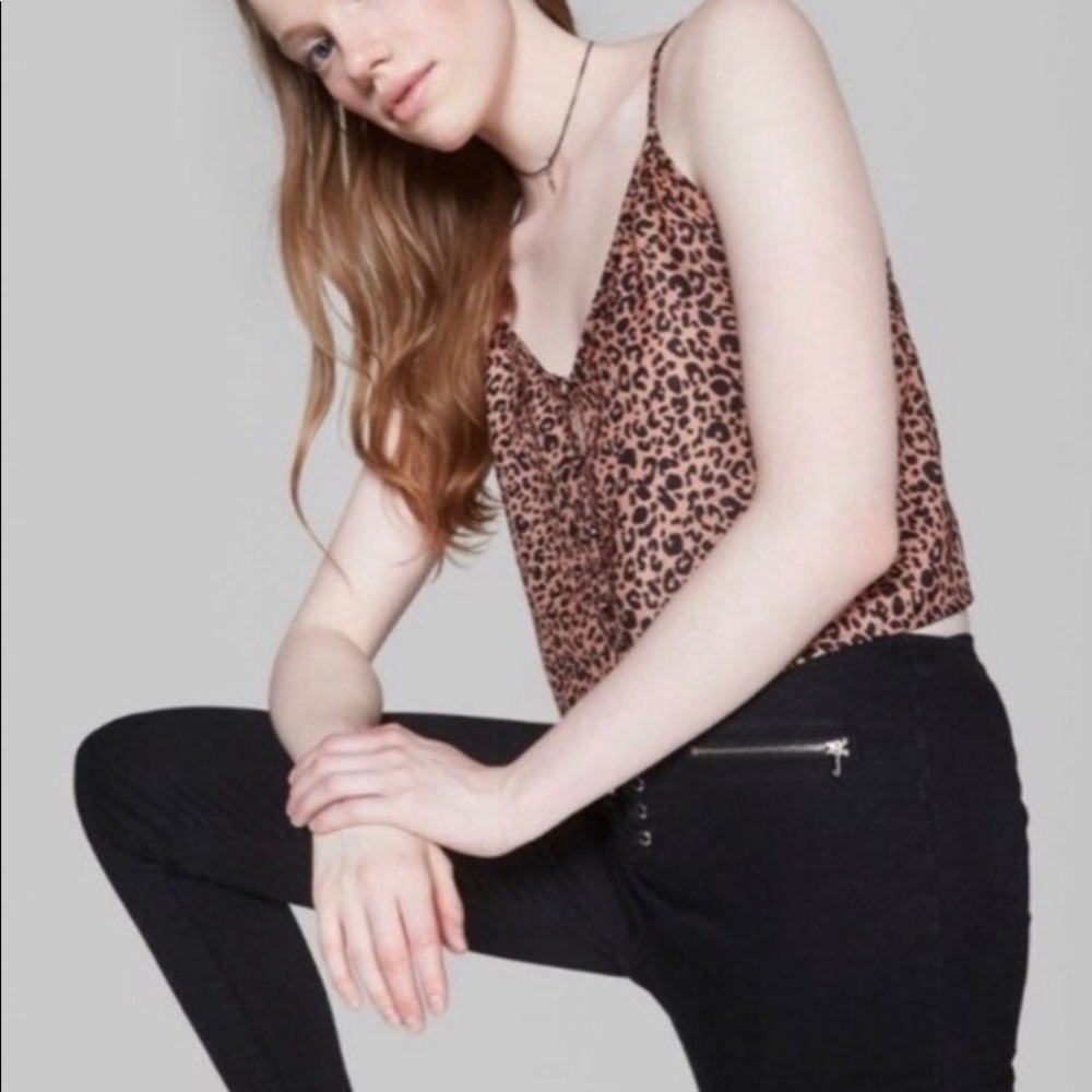 Wild Fable Animal Print Slip Cami Crop Top Size M NWOT